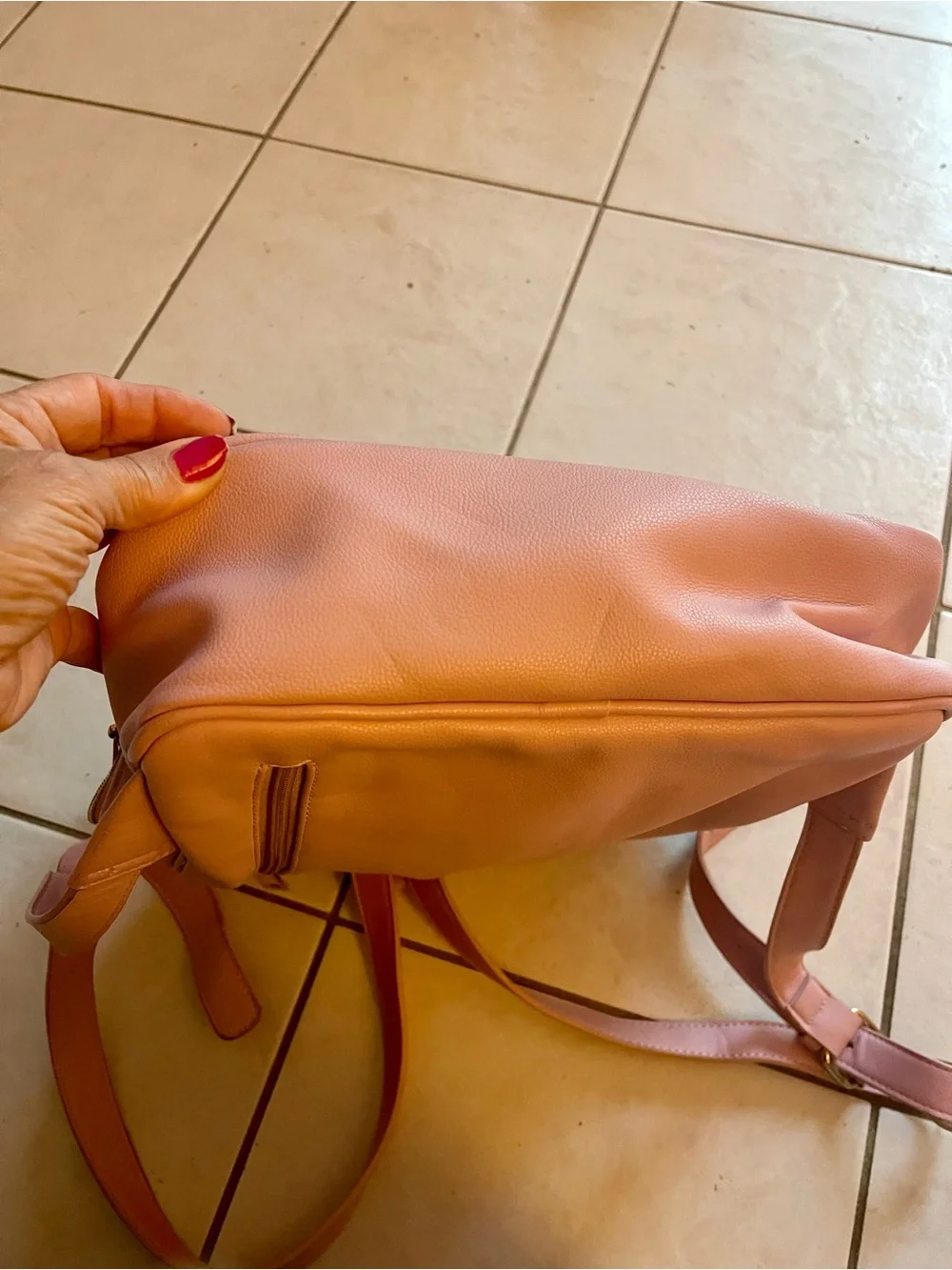 Women's Pink Leather Backpack